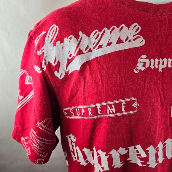 Supreme Multi Logo Tee Mens Medium Red White Made in USA Skater Streetwear Crew - Picture 3 of 10